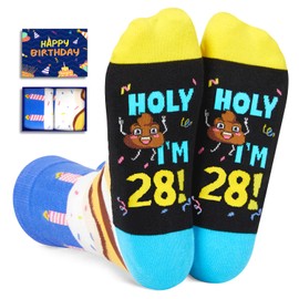 HAPPYPOP 28th Birthday Gifts Ideas Socks - Gifts for Guys in Their 28s, 28 Year Old Gifts for Men Women, 28th Birthday Socks