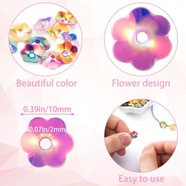 OIIKI 3000PCS 3D Flower Resin Beads Caps, 10mm Colorful Sequins for Crafts, Flower End Caps, Loose Sequins Beads Decorative Accessories for DIY Jewelry Making, Earrings, Necklace, Clothing