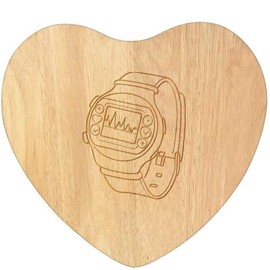 'Smart Watch Monitor' Wooden Heart Shaped Chopping/Cutting Board (WB00074955)