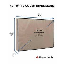 iBirdie Outdoor TV Cover 48 to 50 inch Weatherproof, Cover Size 47.5" L x 30" H, Waterproof for Outside Flat Screen 48 to 50 inch TV, Light Brown 600D Thick Fabric Screen Protector with Bottom