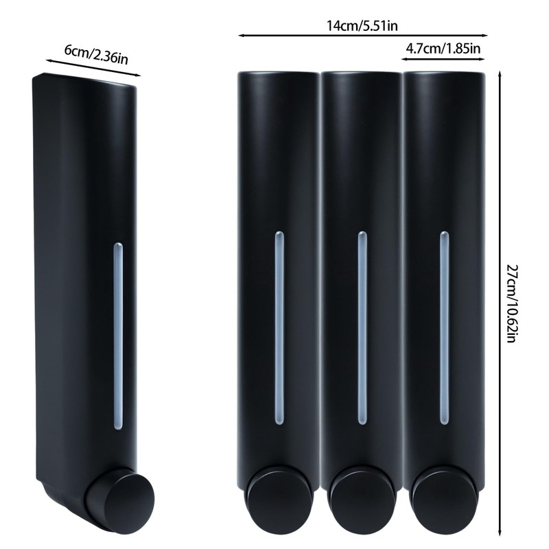 Shampoo Conditioner Dispenser - 3 Chamber 420ml x 3 Shower