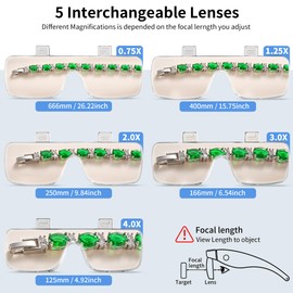 JARLINK Magnifying Glass with Light, 5 Lenses, Rechargeable Headset