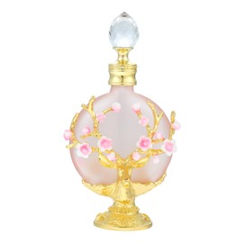 Yetaha Decorative Perfume Bottles, Vintage Crystal Refillable Perfume Bottles Empty Romantic Cherry Blossom Perfume Bottle Essential Oil Bottle for Home Decor Woman Gift, Pink