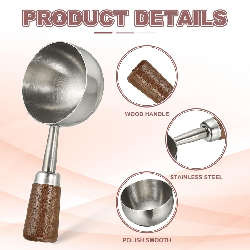 sourcing map Coffee Measuring Spoon, 1.4" x 0.7" 30ml Stainless