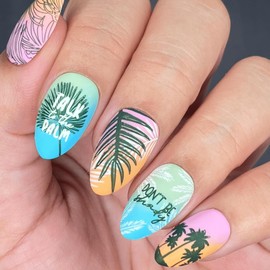 Maniology Shake Your Palm Fronds Nail Stamping Plate, Tropical and Beach Vibes Nail Art, Summer Manicures