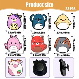 dinghaole 33 Piece Squishmallow Croc Charms Set for Shoes, Animal Durable Waterproof Shoe Decoration for Charms, Waterproof PVC Cartoon Decorations, for Parties, Birthday, Party, Kid, Unit size