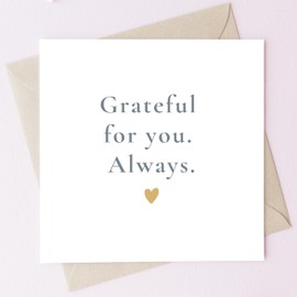 TEEMI Grateful For You. Always. | Simple Thank You Card for Friends, Family or Partner | Minimalist Emotional Greeting Card