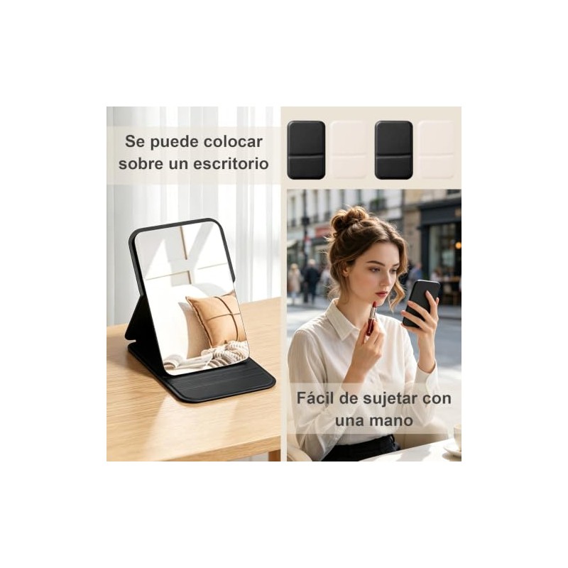 Espejo Portátil Plegable Set 4 Piel Sintética para Viaje y