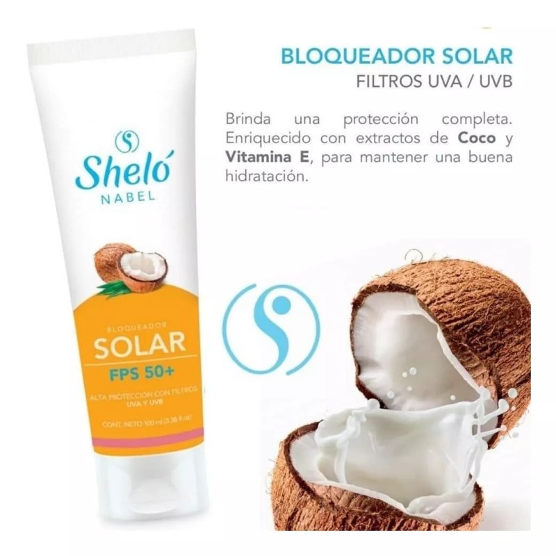Sheló Nabel Bloqueador Solar 50 + Filtro Uvauvb, Vitamina E,