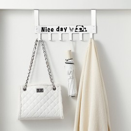 Echehi Over Door Hanger with 6 Hooks for Hanging Towels, Hats, Clothes, Keys. Sturdy Door Hangers for Bedrooms Living Room, Bathroom. White