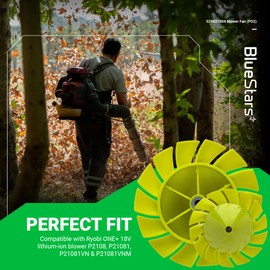 BlueStars 2 Packs 529437004 Blower Fan Blade - for Ryobi 18V Cordless Leaf Blower P2108 P21081 P21081VN P21081VNM - Replaces 529437003 529437001 with Insert Nut
