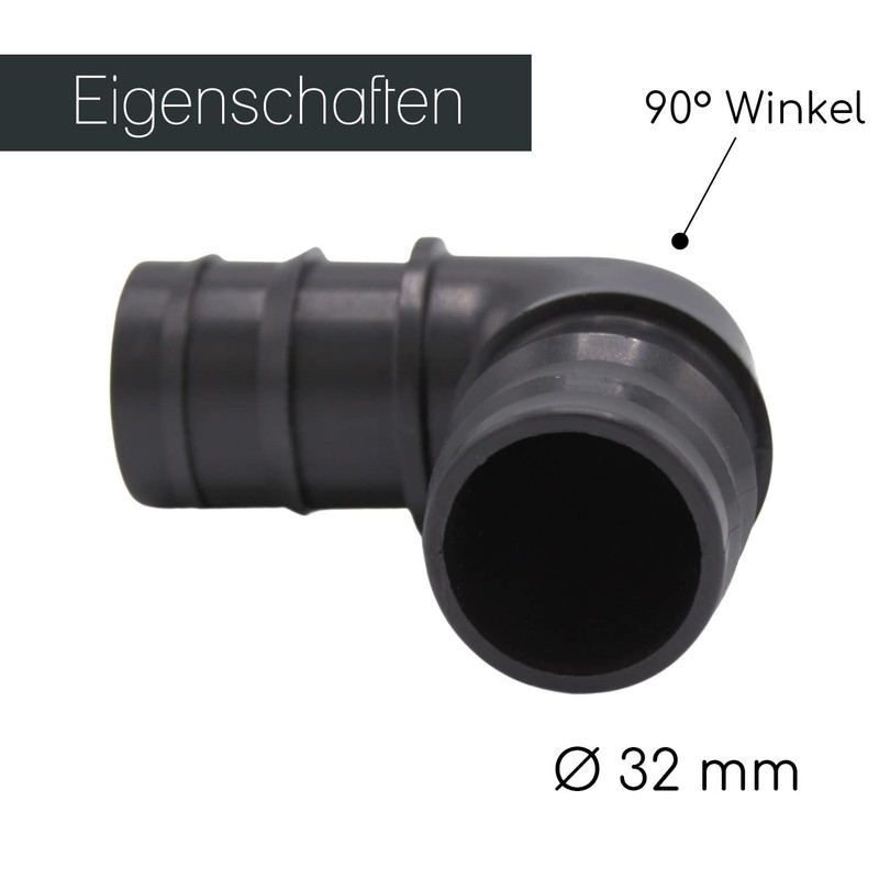 PP Angle 90° with Hose Nozzle Connection I 32 mm