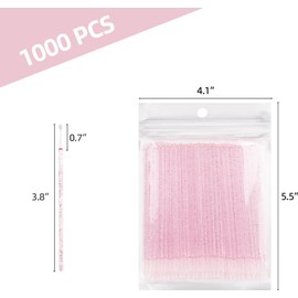 Tbestmax 1000 microcepillos aplicadores, microhisopos, varitas desechables para rímel de pestañas, extensiones de pestañas - Rosa cristal