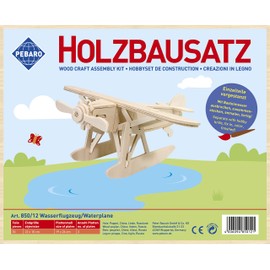 Pebaro 850/12 Wooden Seaplane Kit, 3D Puzzle, Model Kit, Craft with Wood, Wooden Puzzle, Pre-Cut Wooden Board, Includes Emery Paper, Break Out, Put Together, Ready, Gift Idea