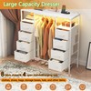 HIGDBFE LED Dresser with Hanging Rack, 8 Fabric Drawer Dresser