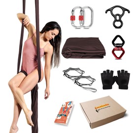 Luceinvita Aerial Silks Hammock Kit for Home and Outdoor, Nylon Tricot Flying Yoga Silk Swing for Gymnastics with Full Hardware