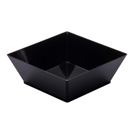 10 Ounce Plastic Square Bowls, 25 Small Square Plastic Serving Bowls - Recyclable, Crack-Resistant, Black Plastic Square Disposable Bowls, Durable, For Parties Or Catering Events - Restaurantware