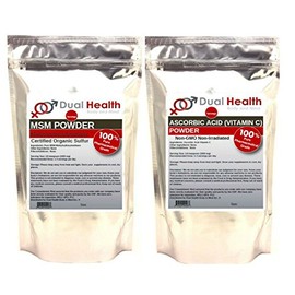 Dual Health Body & Mind 1 Bag of Each (2000 Grams (4.4 lb)) Ascorbic Acid Vitamin C & MSM Methylsulfonylmethane Powder Combo