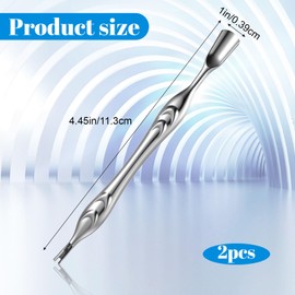 2 Pcs Cuticle Trimmer Pusher Remover Anti-slip Nail Cuticle Cutter 2 in 1 Cuticula Pusher with Fork Stainless Steel Cuticles Remover Dead Skin Practical Nail Art Tool for Manicures Pedicure Fingernail