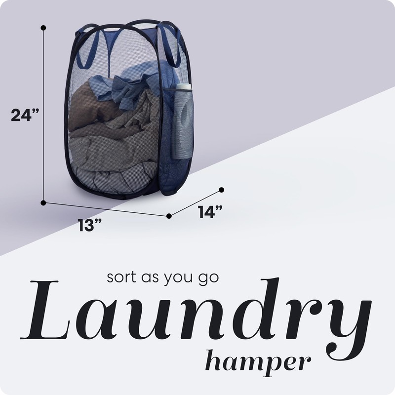 Handy Laundry Collapsible Mesh Foldable Hamper 14" x 14' x