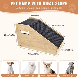 VavoPaw Dog Stairs for Small Dogs, Dog Steps for Bed with Non-slip Cover and Pads, Gentle Slope Ramp for Dogs to Get on Bed, Couch, Patio, Window Sill, Car, Easy up and down Pet Stairs for Puppy, Cats