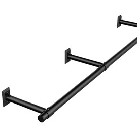 Mogaath Hanging Planters for Indoor Plants, 80 Inch Heavy Duty Plant Hanger Indoor, 1 Inch Diameter Metal Rod, Hanging Plant Holder for Window Wall, Matte Black, Square Flange Base, Pot Not Included