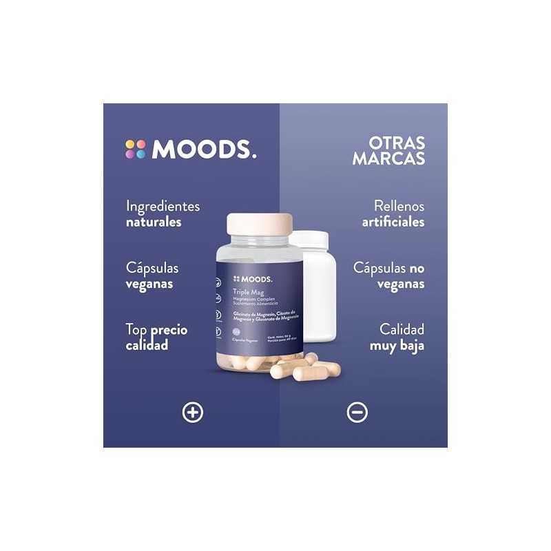 Moods Triple Mag - Magnesio Complex con Glicinato, Gluconato y