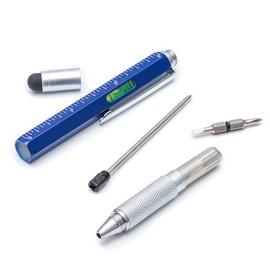 4 Pieces Multitool Pen with Extra Refill, 6-in-1 Tool with Ruler & Screwdriver, Multifunctional Metal Ballpoint Pen, Cool Gadget for Men, Gift for Husband, Dad, Father, Friend (Blue)