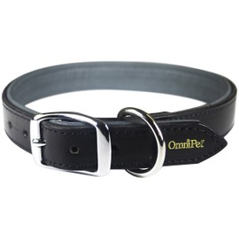 OmniPet Deer Tan Leather Dog Collar, 5/8" x 15", Black