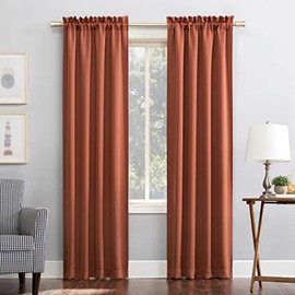 Sun Zero Easton - Panel de Cortina oscurecedora con Bolsillo para Barra de Ahorro de energía, 40 x 95 Pulgadas, Terracota