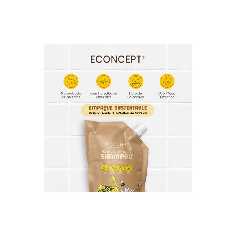 Shampoo ECONCEPT de Miel y Manteca de Karité Refill 1