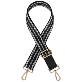lola mae Wide Shoulder Strap Replacement Adjustable, Removable Guitar Style Multicolor Canvas Crossbody Strap for Handbags (Black- A33)