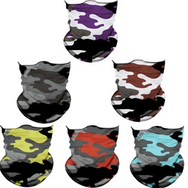 Gdlpengru Neck Gaiter Face Cover Gator Mask Bandana Scarf Neck Warmer Balaclava Headband Headwear Head Wrap for Outdoors, 6pcs-e, Medium-Large