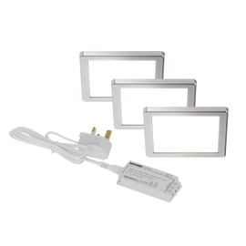 Sensio Plaza - Square Under Cabinet Light - 3 Light Kit Inc LED Driver with Plug - Natural White