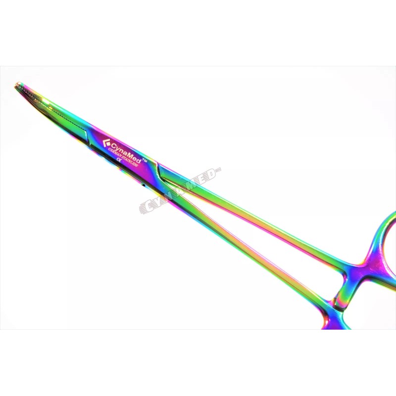 CYNAMED CURVED MOSQUITO FORCEPS 5" HEMOSTAT MULTI-COLOR GERMAN HIGH GRADE