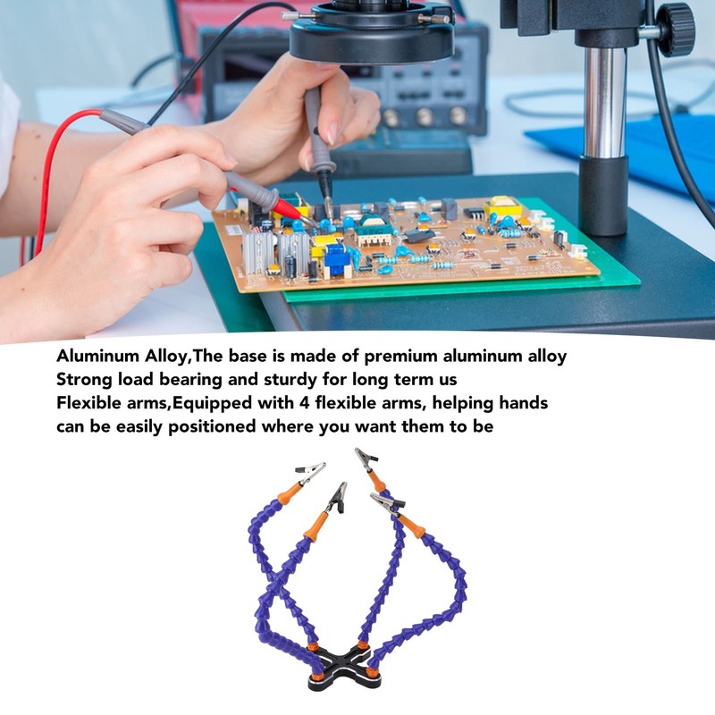 Soldering Helping Hands 4 Flexible Arms Aluminum Alloy Base Third