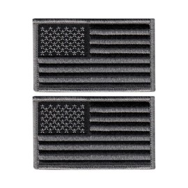 2 Pack Hero's Pride Tactical American Flag Patches - 3-3/8" x 2" Embroidered USA Uniform Emblem Patch - Hook and Loop Designed for Military and Tactical Clothing - Black USA Flag (2 Pieces)