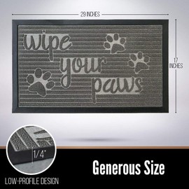 Gorilla Grip Doormat and Pet Feeding Placemat, Doormat is Size 29x17 in Gray Stone Paws Pattern, Pet Feeding Mat is Size 18.5x11.5 in Gray, Great for Messes from Dogs and Cats, 2 Item Pet Bundle