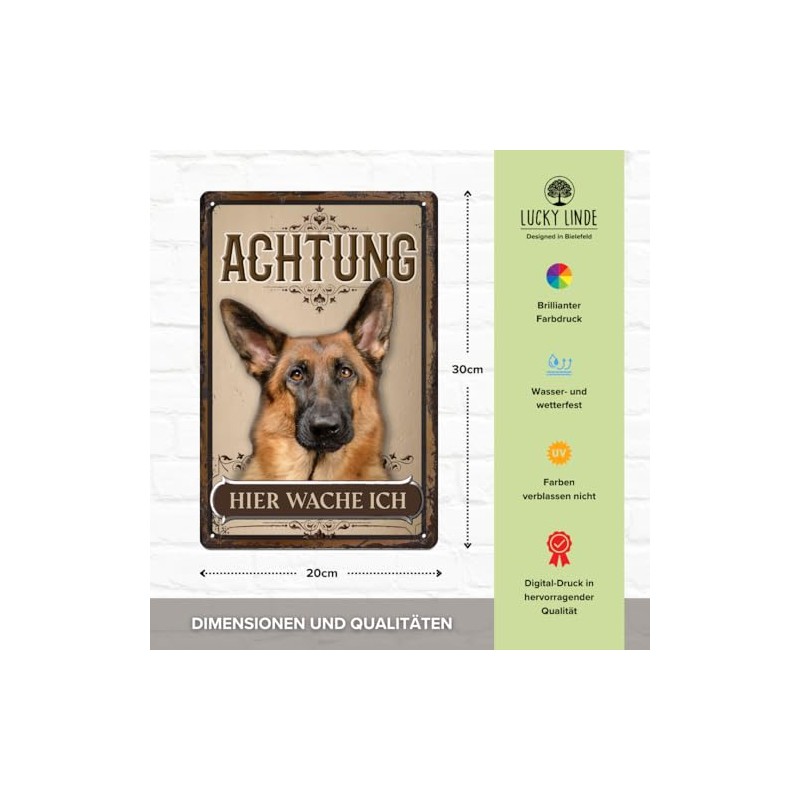 30 x 20 cm Weatherproof Dog Tin Sign, Warning Warning