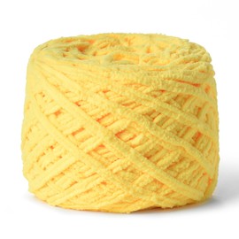 Fluffy Chenille Chunky Yarn for Crocheting 100g(65.6yd) - Baby Yarn for Crocheting Soft - Velvet Yarn for Crochet Blanket - Amigurumi Crochet Yarn (Yellow)