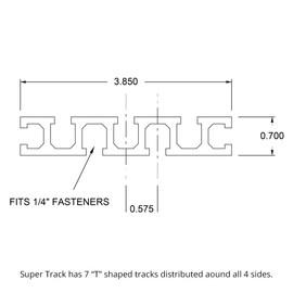 Woodpeckers Super Track, 36 Inch, 7-in-1 Aluminum T-Track, USA Made, Universal Multi T Track for Woodworking, Fixtures, Hex Nuts, Hex Bolts - SPT-36