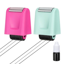 PATIKIL 2Pcs Dashed Handwriting Lines Practice Roller Stamp, Self Inking Line Rolling Stamps Sentence Strips Handwriting Practice for Teachers Classroom Office Home, Pink/Light Sky Blue