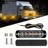 Teguangmei 4Pcs Ultra Thin 6LED Emergency Strobe Lights Amber Hazard