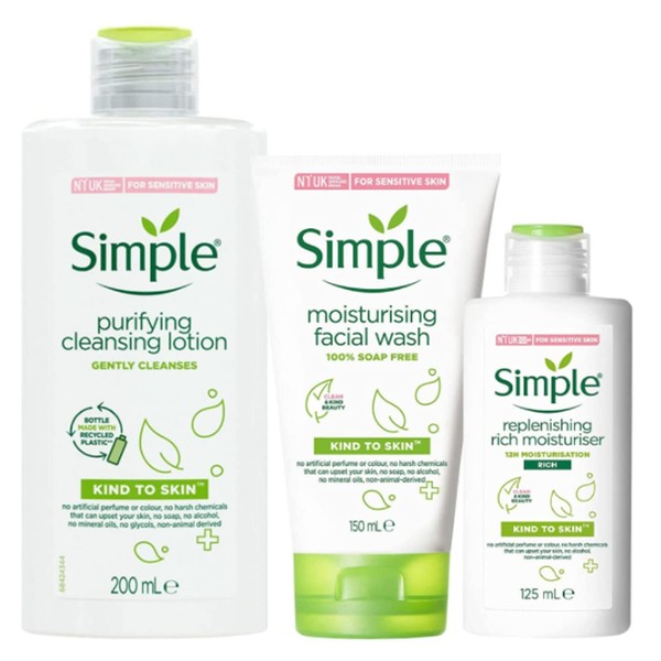 Simple Kind to Skin bundle, Set Includes Purifying Lotion 200ml,
