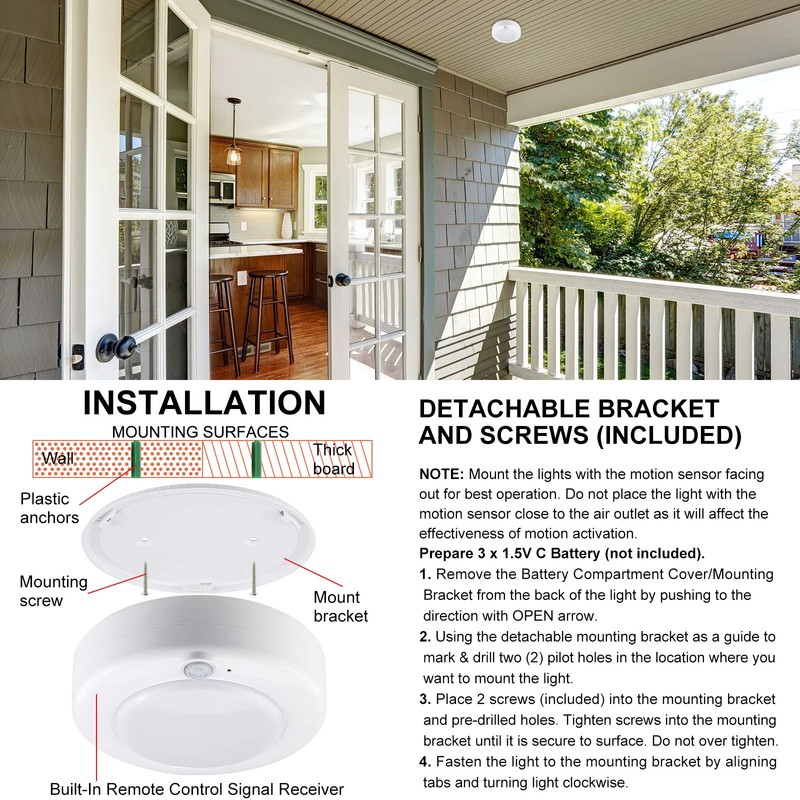 BIGMONAT Battery Operated Shower Light, Motion Sensor Lights, Wireless LED