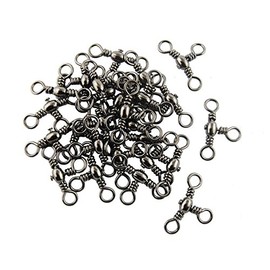JSHANMEI 100Pcs/Lot Fishing Barrel 3 Way Swivels Crossline Rig Swivels Kit Fishing Lure Connector Fishing Tackle Set (10#)