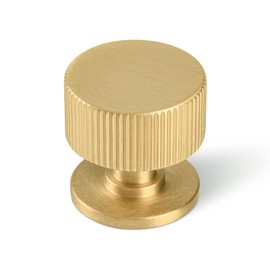 SALISENG Brushed Gold Kitchen Cabinet Knob - Solid Brass Dresser Drawer Knob 5 Pack, Modern Furniture Handles for Bathroom Bedroom Closet Wardrobe,Furniture Hardware pulls