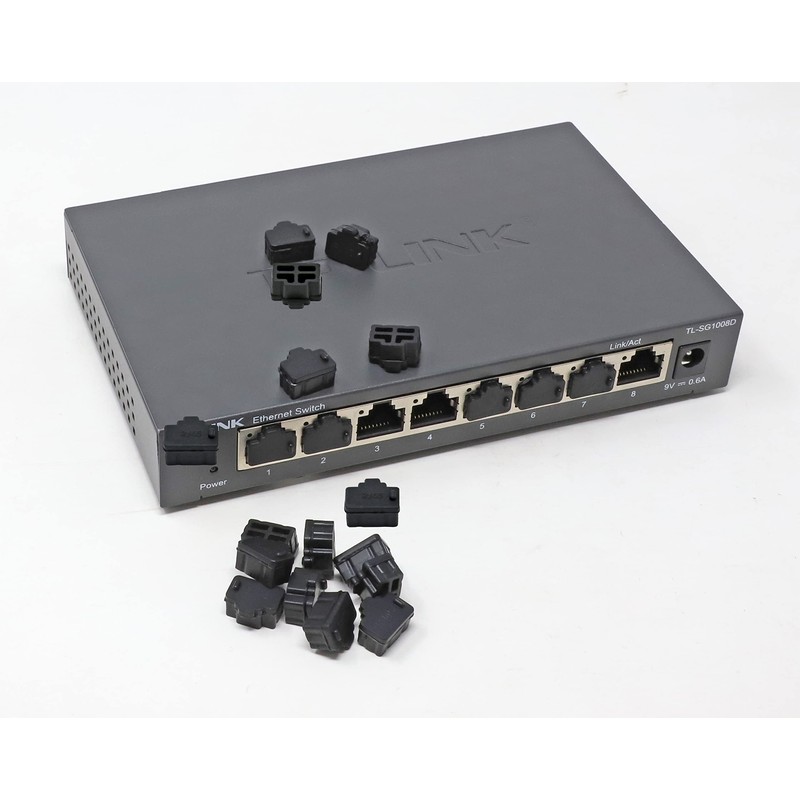 iexcell 125 Pcs Black Silicone Ethernet Hub Port RJ45 Anti-Dust