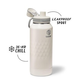 Takeya Sport 32 oz Triple-Insulated Stainless Steel Water Bottle, Spout Lid – Leakproof, Sweatproof, BPA-Free, Keeps Drinks Cold 36 Hrs, Hot 14 Hrs – Alpine