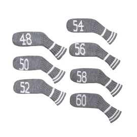 Knitted Wedge Golf Iron Headcovers 7 PCS Club Protector 48,50,52,54,56,58,60 Degree (Grey)
